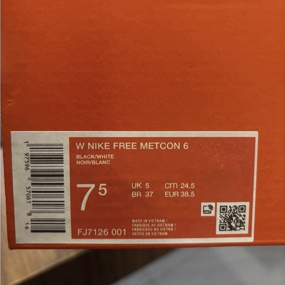 Nike Free Metcon 6 Black White Women's Running Shoe FJ7126-001 NO LID - Picture 11 of 12